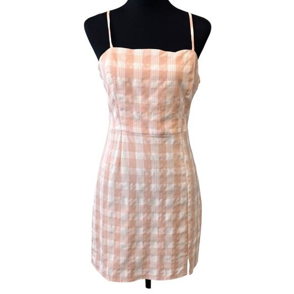 New BP. NORDSTROM Pink Plaid Square Neck Sleeveless Mini Dress Size M - Picture 4 of 9